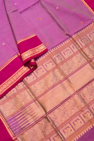 Kanchi Pure Silk Cotton Saree With Lavender & Pink