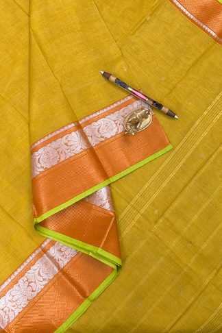 Mustard Kanchi Cotton Saree with Small Buttas