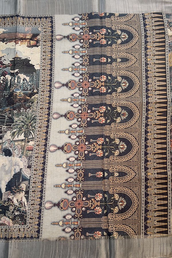 semi tussar saree pallu