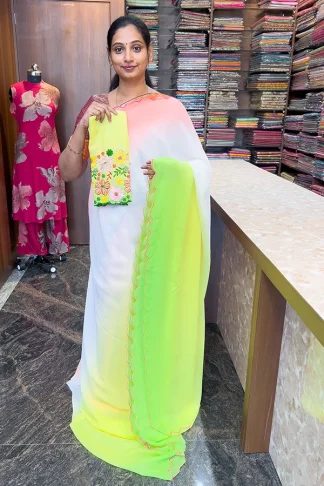 georgette-saree-green