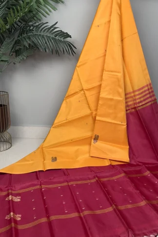 Banana Pith Saree in Mustard Yellow