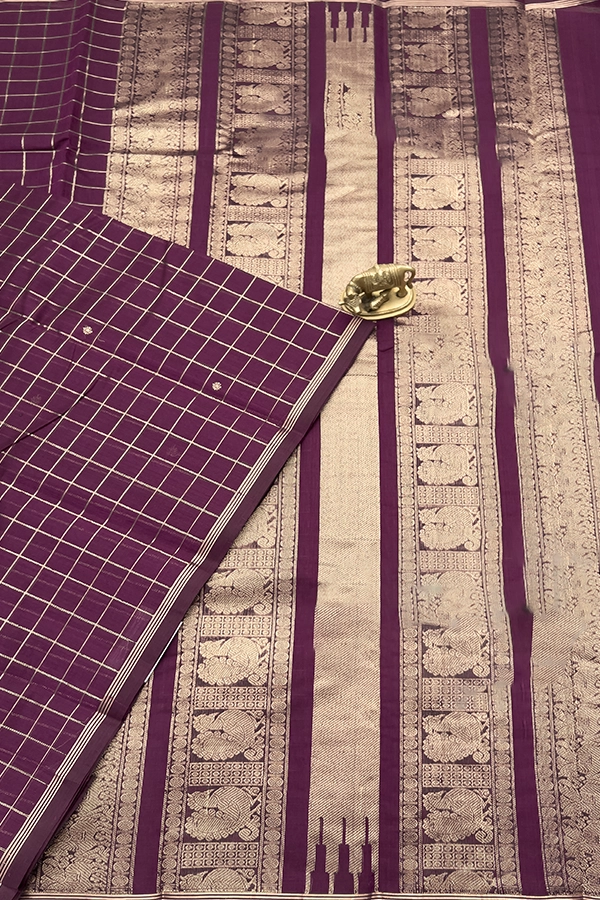 Handloom Checked Kanchi Cotton Saree
