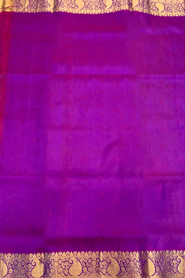 Kanchipuram Silk saree in teal and purple