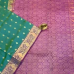 Kanchipuram Silk saree in teal and purple