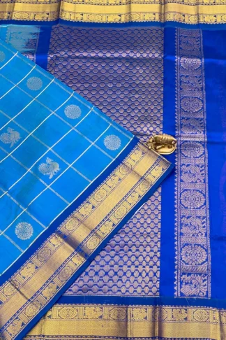 Silk Cotton Saree in Cerulean Blue