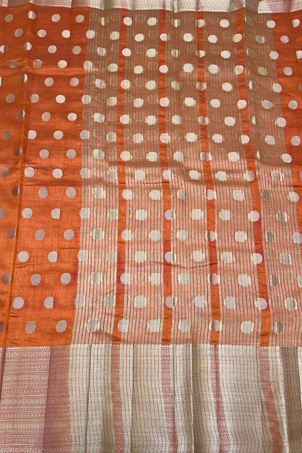 semi raw silk-coin butta-orange