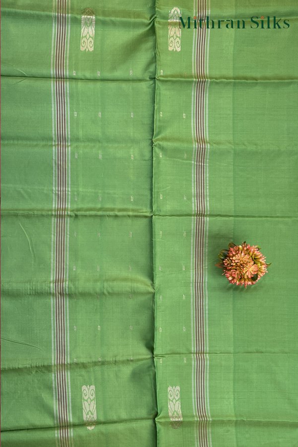 Dark maroon and Parrot green  Banana Pith Saree